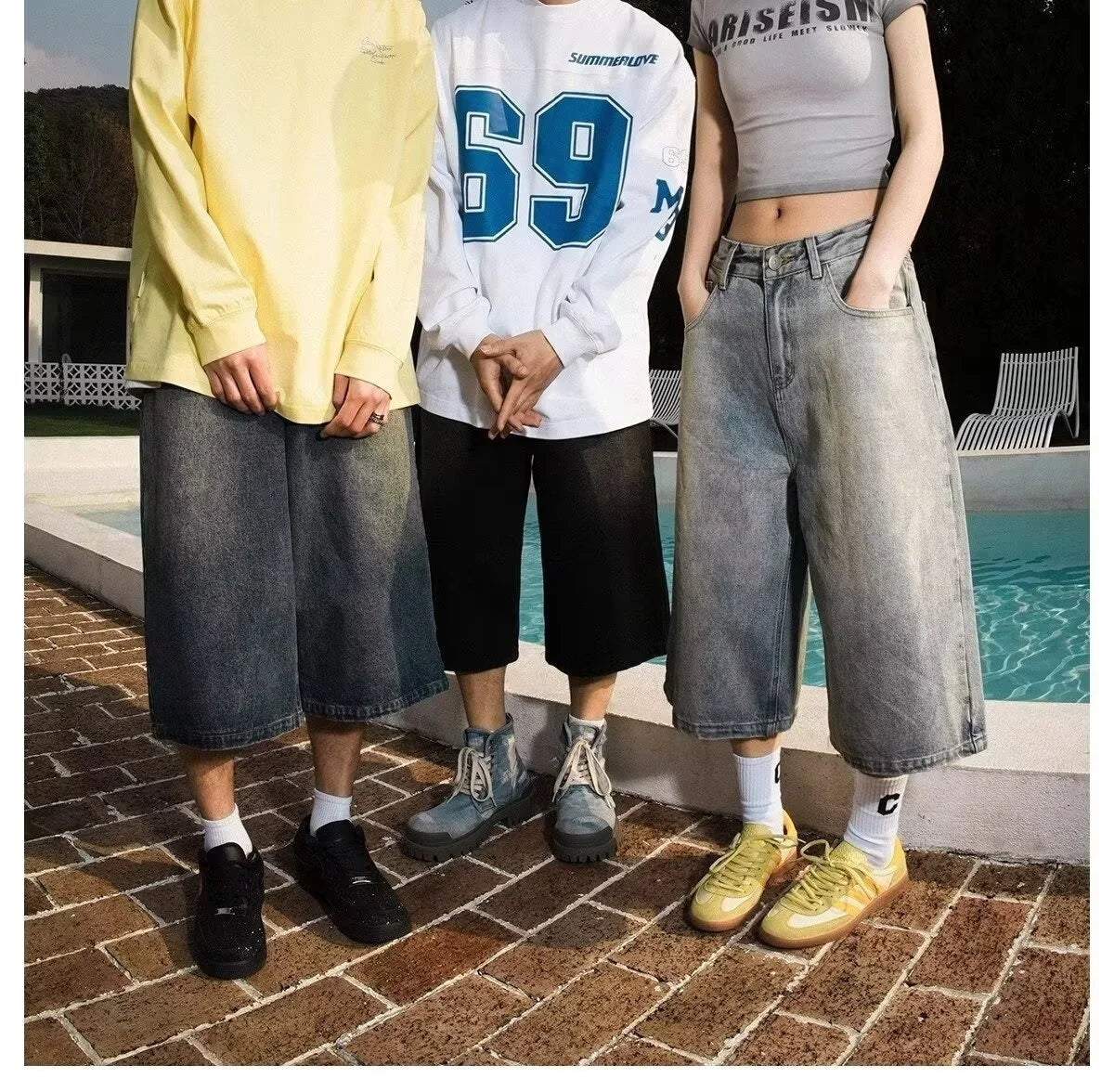 Wide-leg Seven-point Denim Shorts Men's 2025 Summer New High-end Fashion Brand Straight Casual Pants Man Jeans Y2k Clothes Baggy