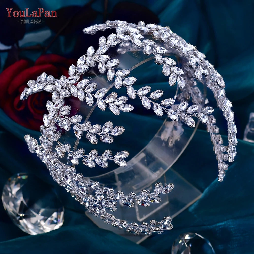 YouLaPan HP496 Rhinestone Bridal Headband Luxury Bridal Hair Accessories Woman Headpiece Wedding Hair Accessories Bride Tiara