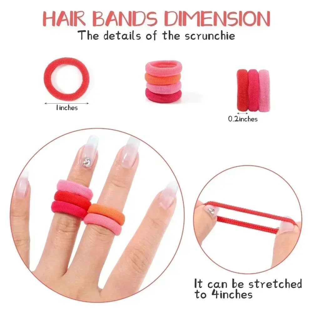 50Pcs/bag Colorful Basic Nylon Ealstic Hair Ties for Girls Ponytail Hold Scrunchie Rubber Band Kid Fashion Hair Accessories