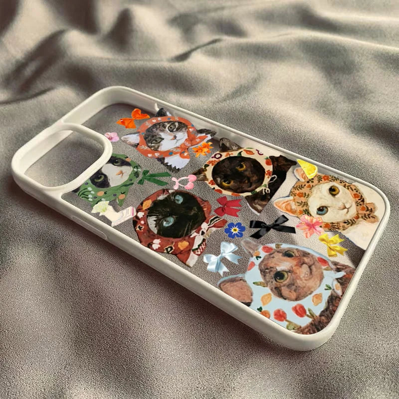 Colorful Cat Design Clear Phone Case For iPhone 13 14 15 16 17 Pro Max 11 12 MINI Plus 16E 17 Air 16 Plus Anti-fall Hard Cover