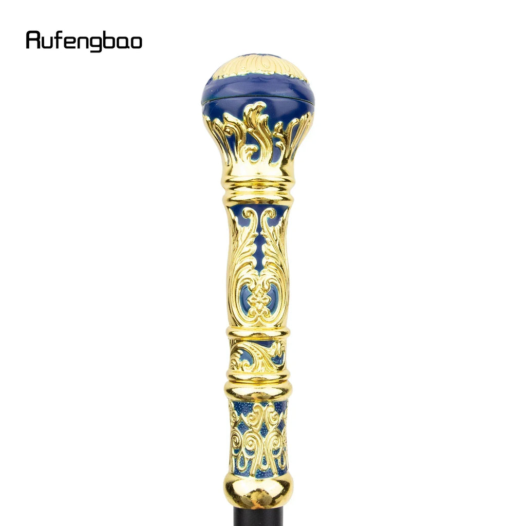 Golden Blue Luxury Round Handle Fashion Stick for Party Decorative Walking Cane Elegant Crosier Knob Walking Stick 93cm