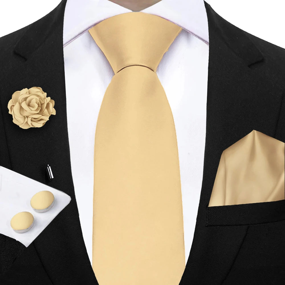 Women & Men Ties Solid NeckTie Pocket Square Brooch Set Men's Wedding Pink Blue Purple Tie Suit Accessories Fit Group Holiday Party