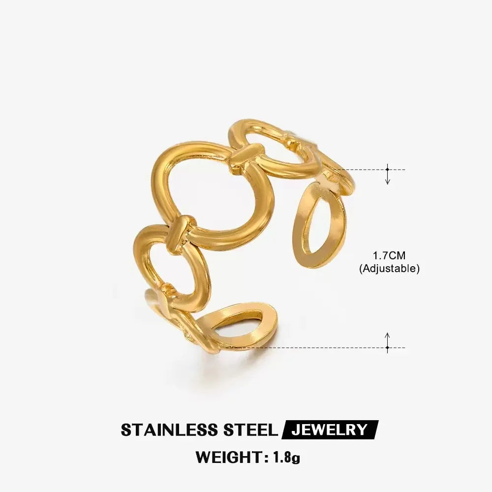 High End Waterproof Hollow Stainless Steel Finger Ring Trendy for Women Personalize Jewelry Wholesale