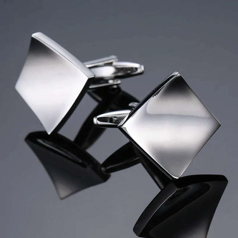 Cufflinks For Men Luxury Silvery Cuffs Retro Metal Cuff Links Mens French Square Button Shirts Business Jewelry Gift For Wedding