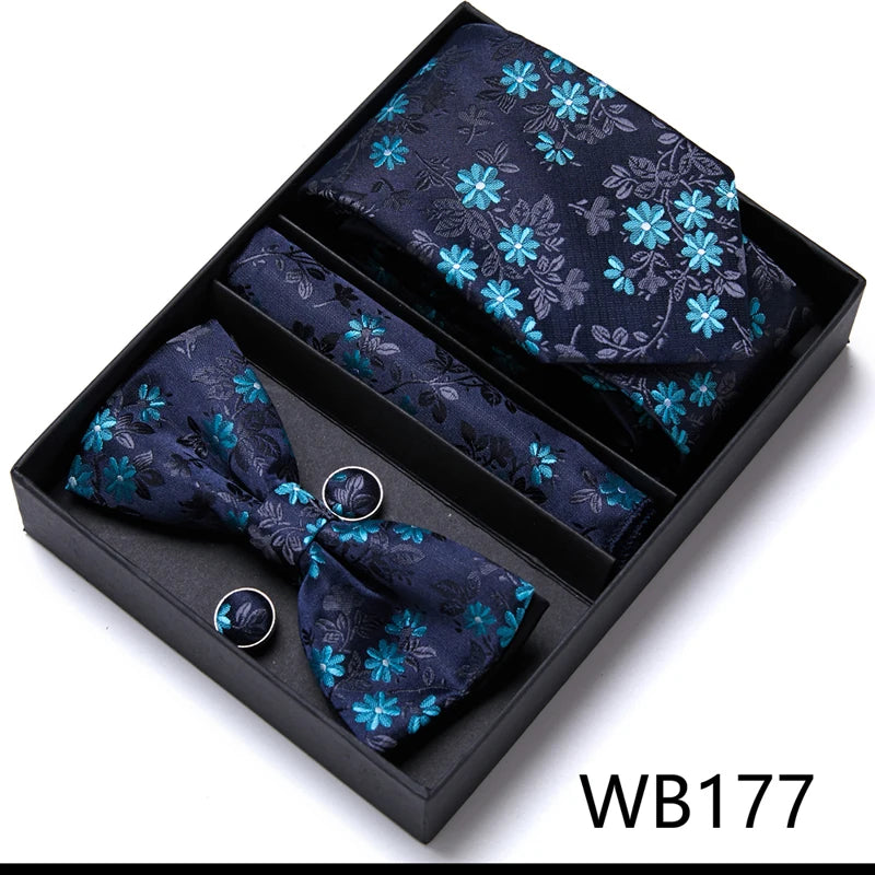 Tie For Men Formal Dress Tuxedo NeckTie Handkerchief Bow Tie Set PlaisyParty Groom Wedding Butterfly Bowtie In Box