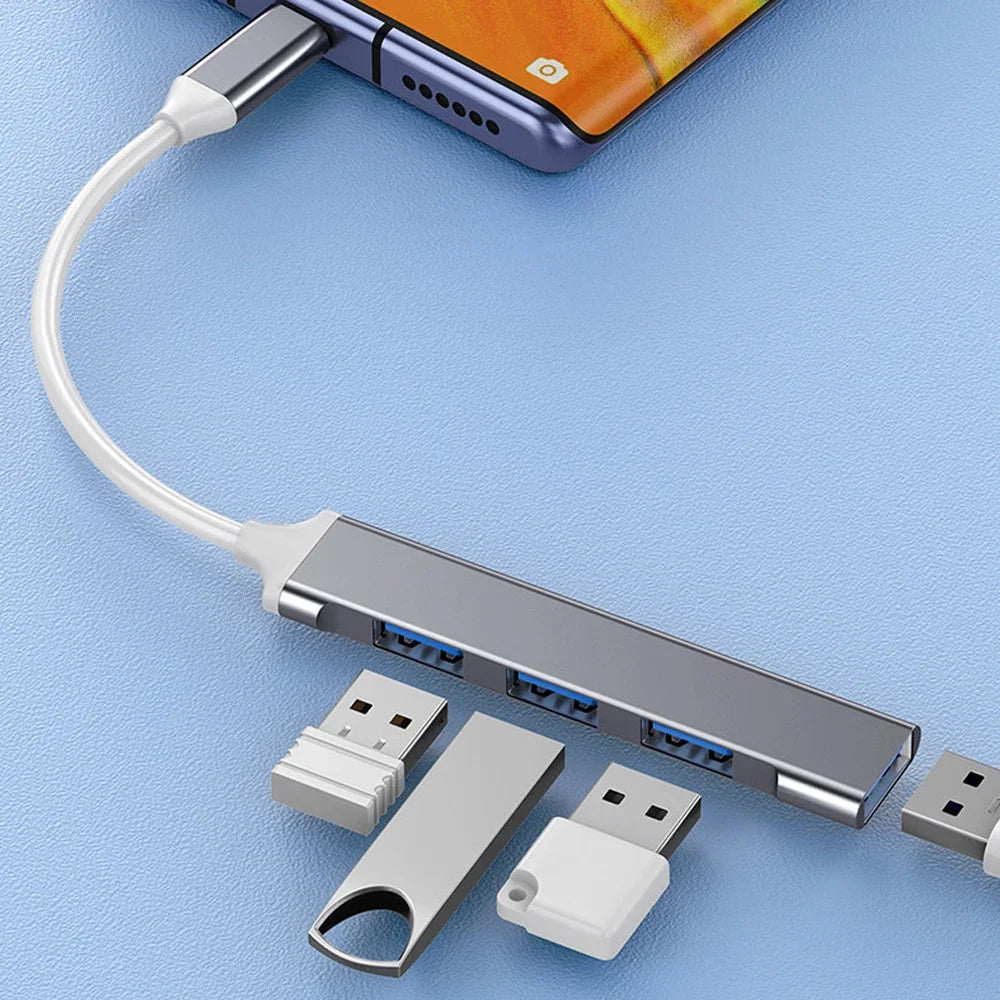 USB C Hub USB Hub 3.0 Type C Docking Station Aluminum 4-in-1 USB Expander, with 3 USB Ports and 1 USB C Port USB Distributor
