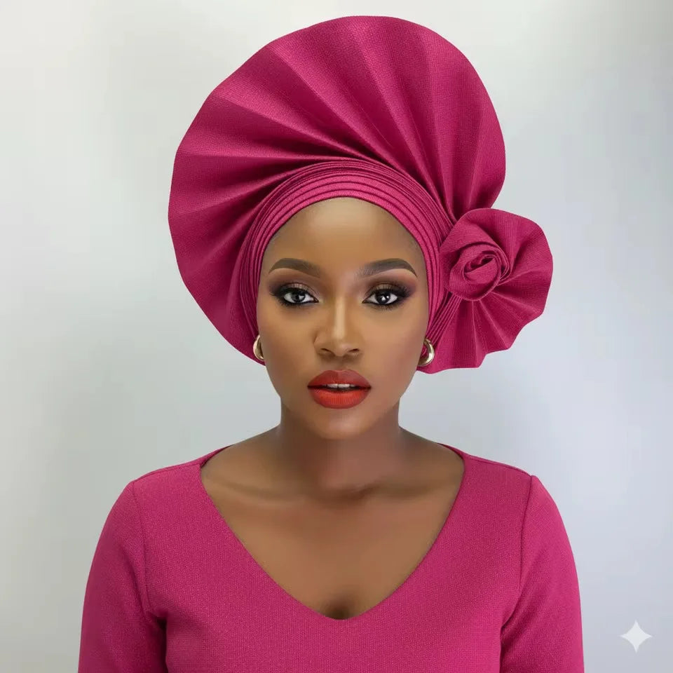 2026 New African Headtie Turban Nigeria Auto Gele Head Wraps Auto Gele Women's Turban Cap Wedding Geles Muslim Head Wraps Bonnet