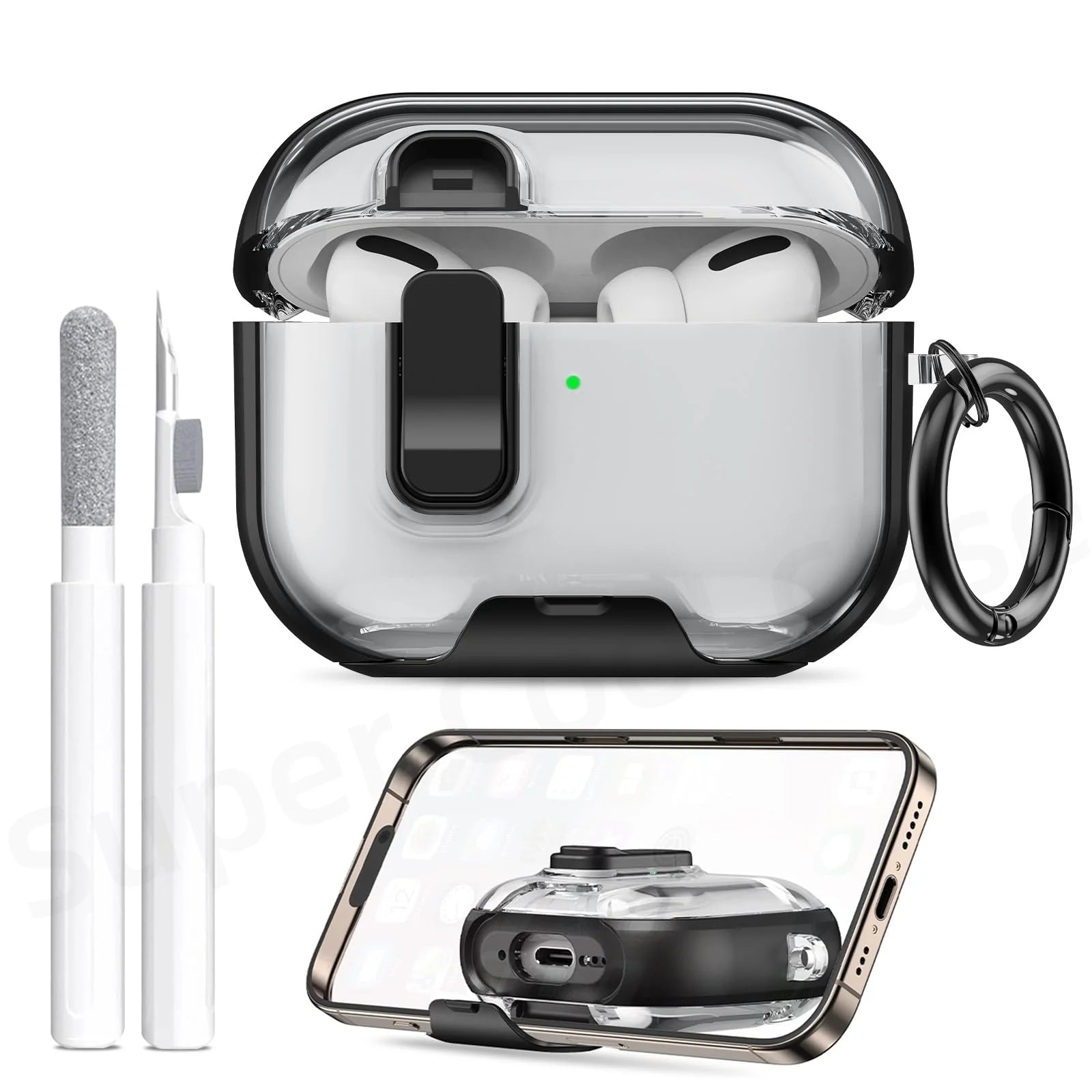 2025 for AirPods Pro 3 Case with Phone Stand&Cleaner Kit Protective Cover for AirPods Pro 3 with Keychain for Airpods Pro 3 Case