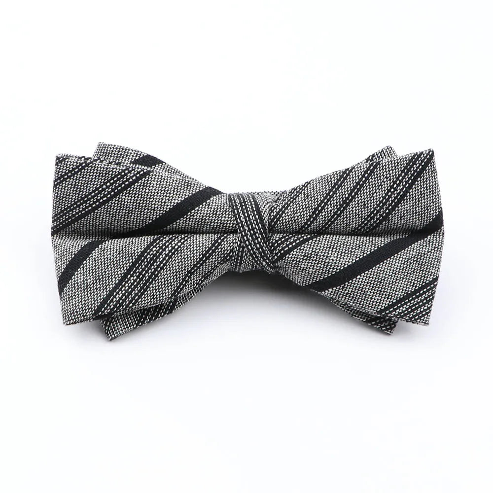 Cotton Double Layer Bowtie For Men Casual Bow Tie Adult Bow Ties Cravats Male Plaid Bow knot For Party Wedding Striped Butterfly