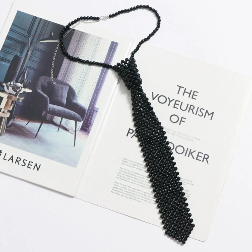Fashion Elegant Shirt Tie Weaving Beaded Collar Women Necktie Retro Female Neckwear