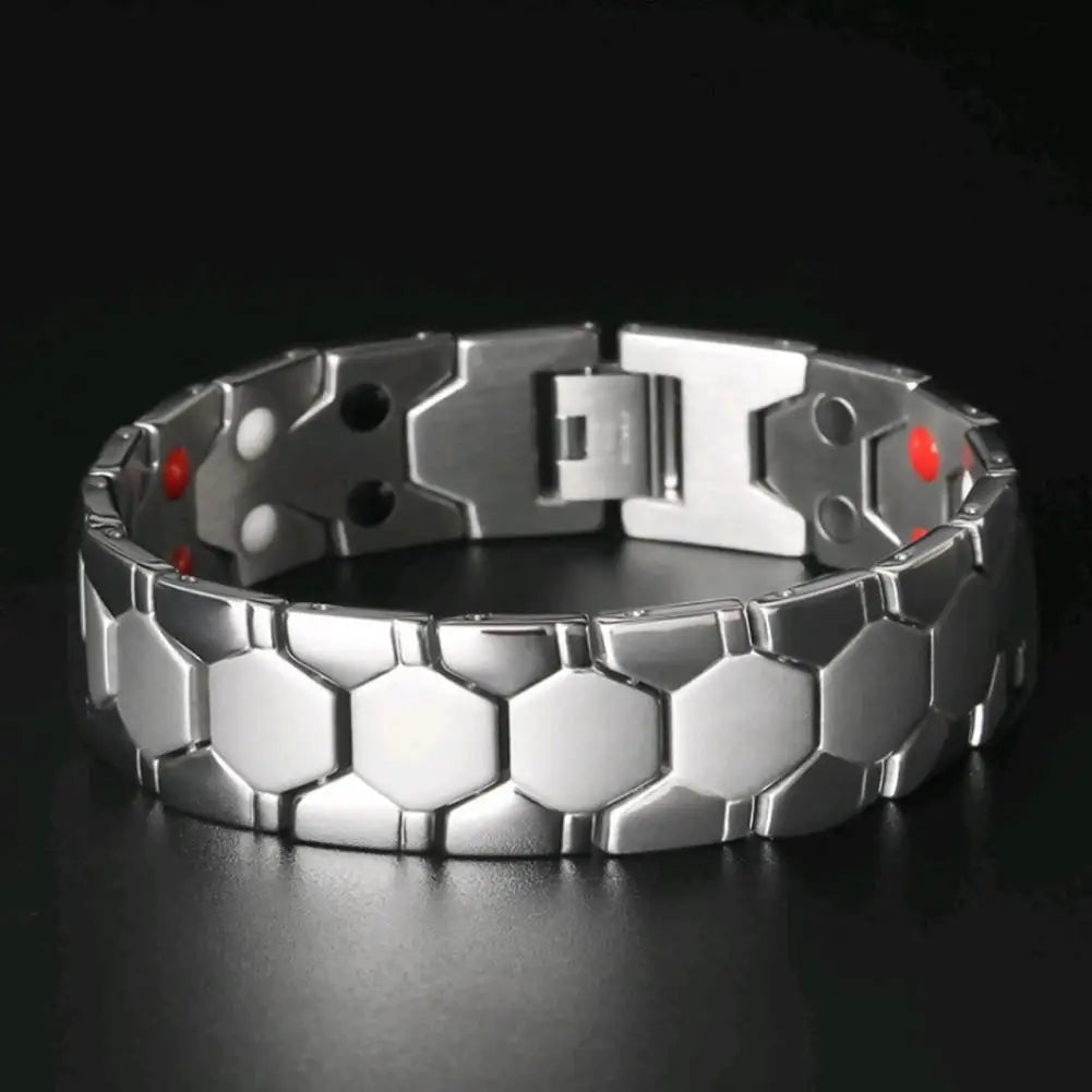 Men Bracelet Magnetic Alloy Therapy Bracelet Hexagon Luster Sleek Link Bangles Detachable Therapy Bracelet Daily Jewelry Gift