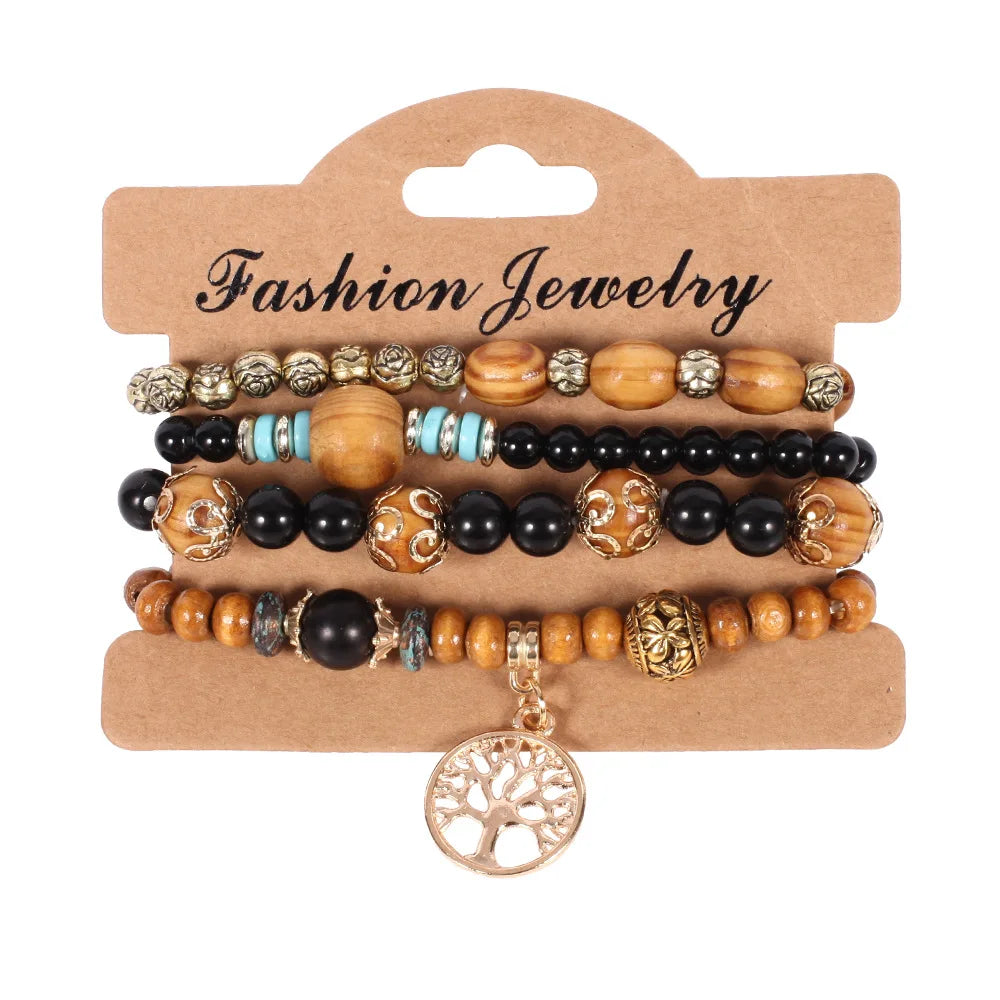 Bohemian Handmade Beads Bracelet Set For Women Summer Colorful Beaded Chain Bangle Men Boho Jewelry Accessories