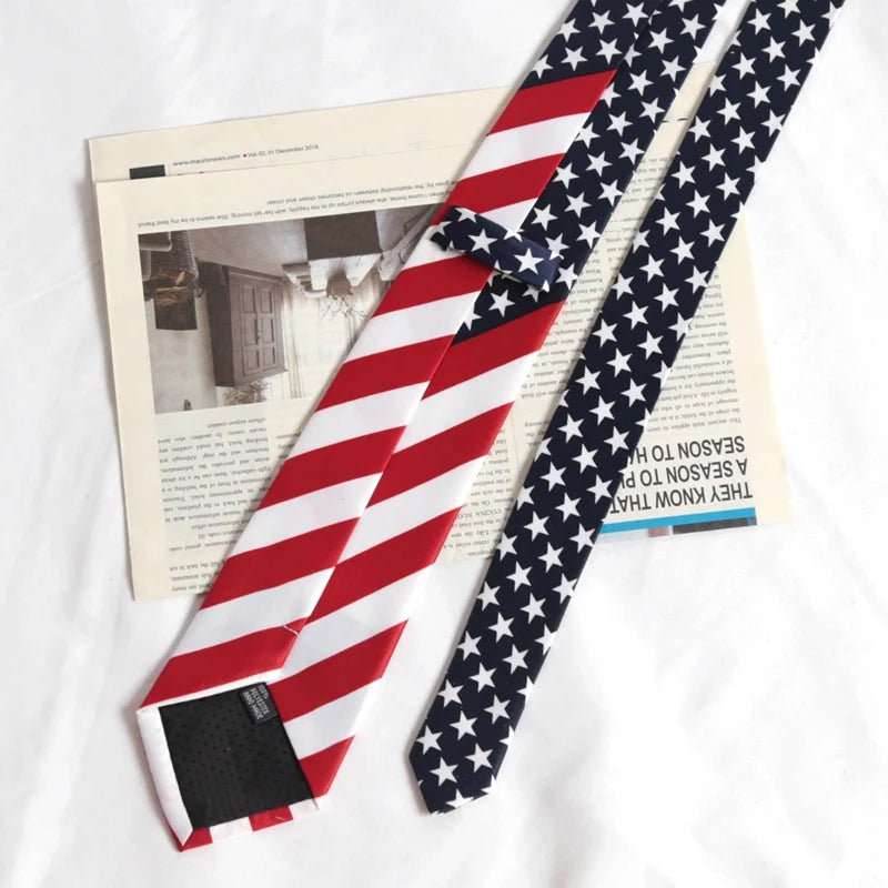 Star Striped American/USA Tie Flag Mens Print Necktie for Man Wedding Performance Tie for Business Party Ties Shirts Accessories