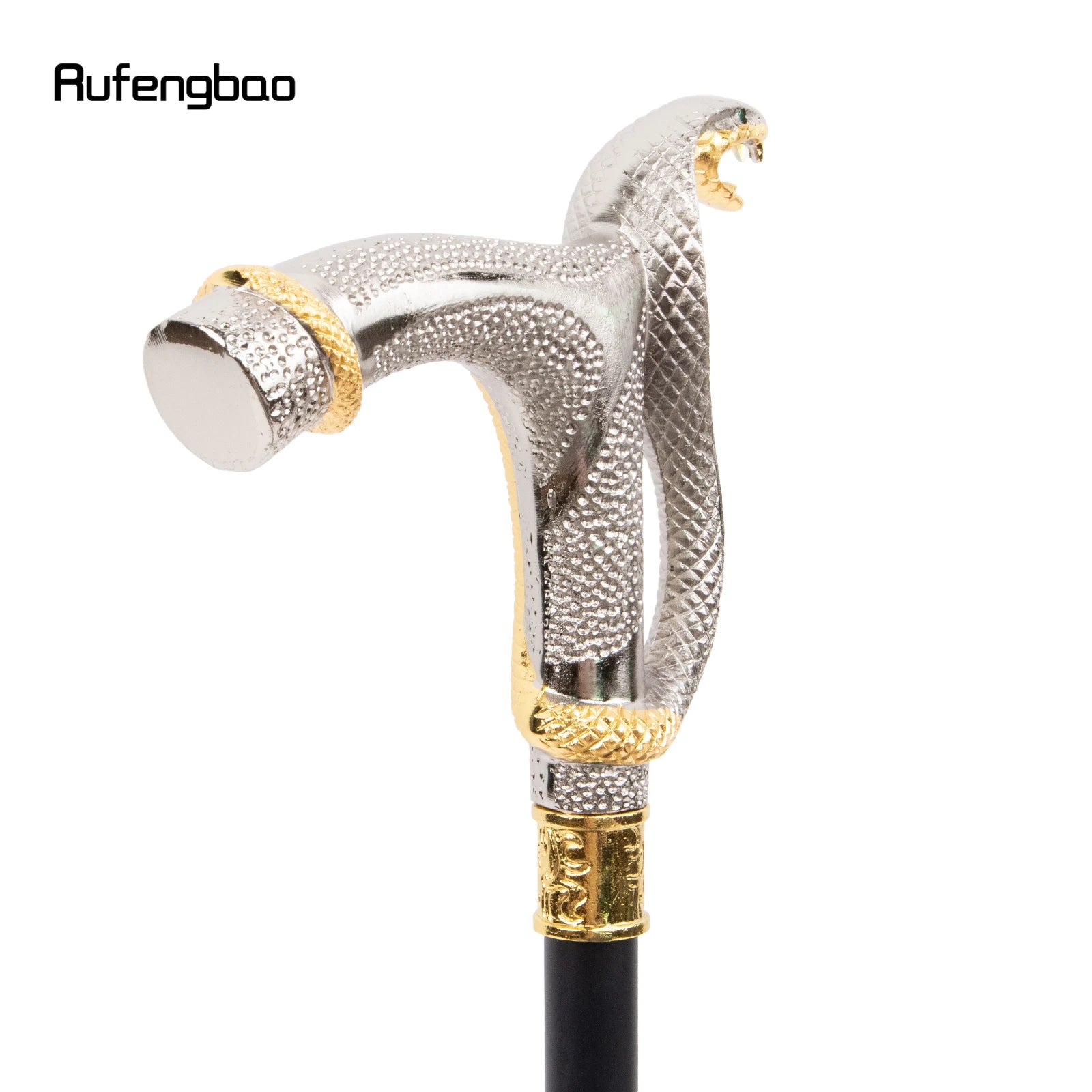 White Golden Cobra Head Fashion Walking Stick with Hidden Plate Self Defense Fashion Cane Plate Cosplay Crosier Stick 93cm
