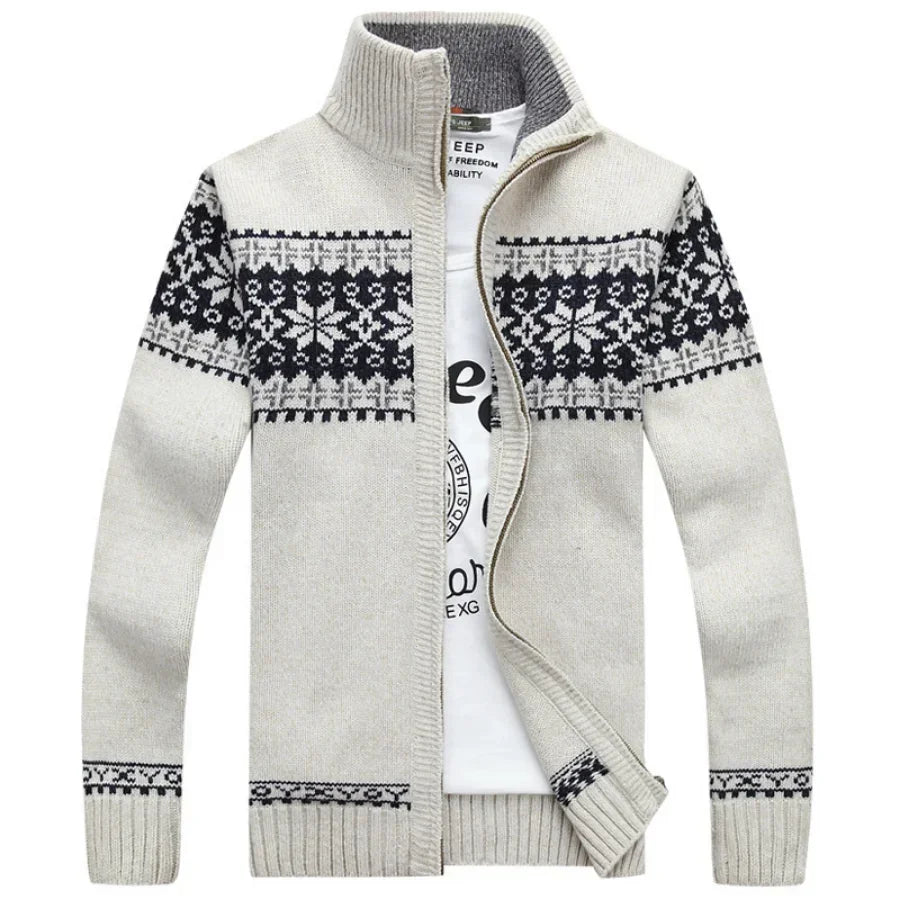 2026 Men's Warm Knitted Jackets Thick Long Sleeve Warm Sweater Coat Printted Casual Cardigan Male Jackets Cardigan Plus Size 5XL