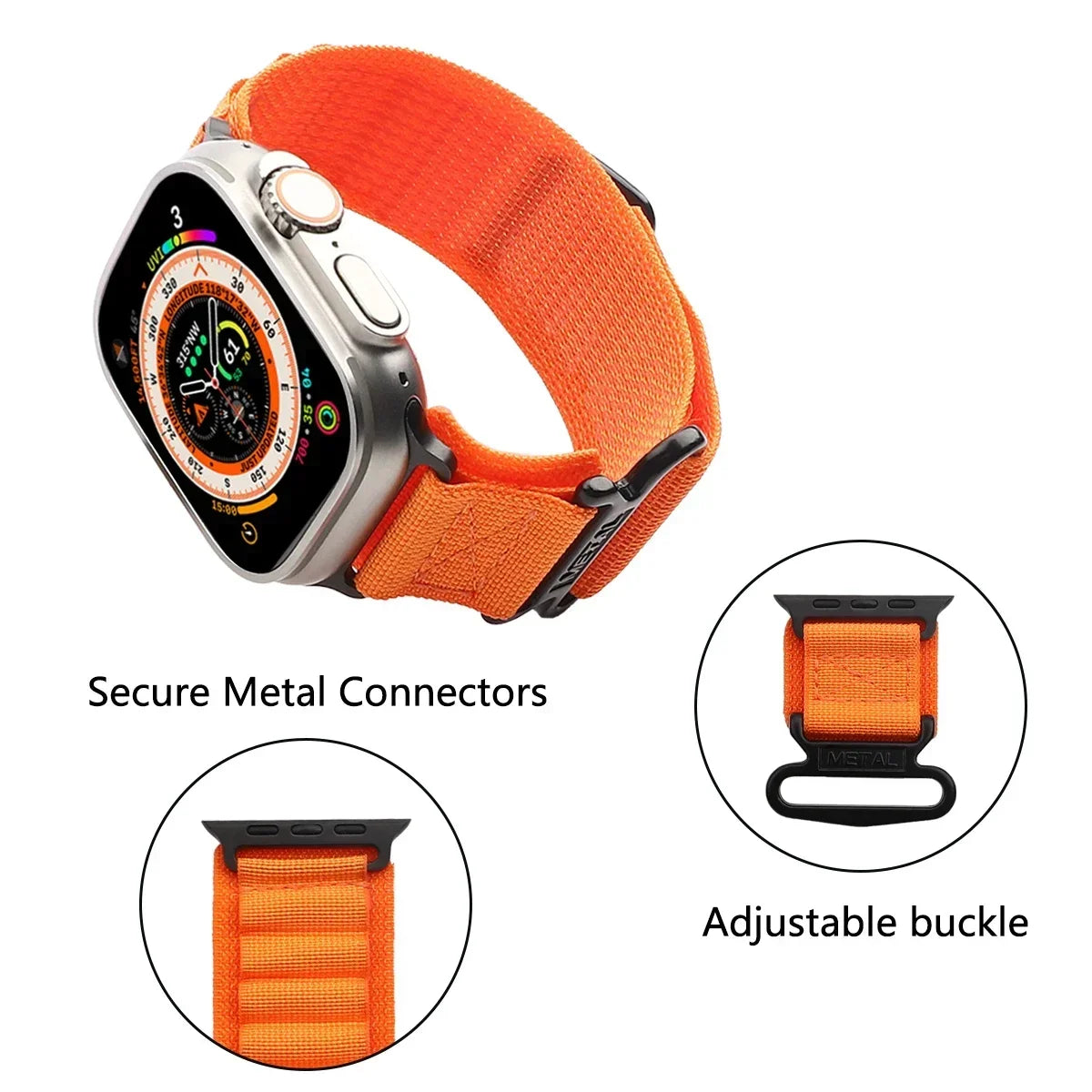 Tactical Nylon Strap for Apple Watch Ultra 2 Band 49mm 44mm 41mm 45mm 40mm 42mm Bracelet for Iwatch Series 9 8 7 6 SE 5 4 Sports