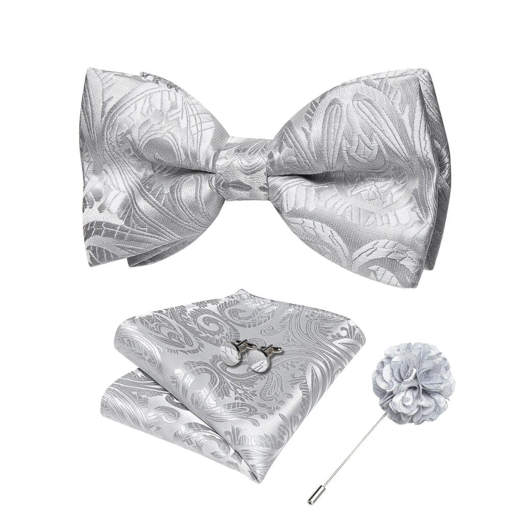 Wedding Bow Tie for Men Classic Red Pre-tied Bowtie Cufflinks Corsage Set for Party Butterfly Knot Gift Man Accessories