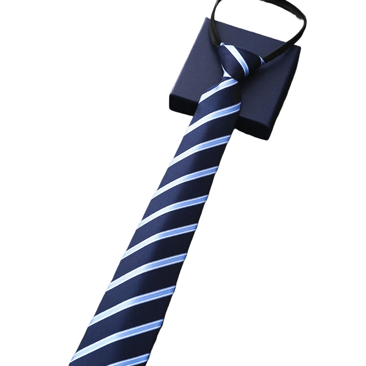 Adjustable Zipper Necktie n Formal Casual Skin-friendly 8cm Necktie for Friend Family Dad Husband Gift