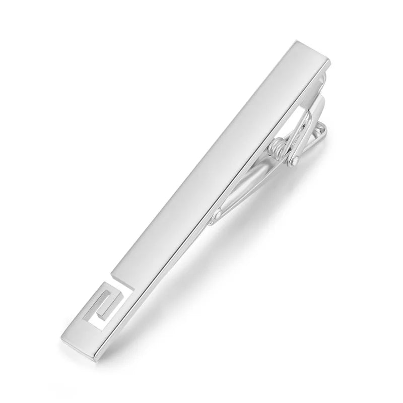 Tie Clips for Men Simple Fashion Stripe Hollow Skeleton Pattern Metal Bar Clasp Practical Necktie Accessories Mens Gift