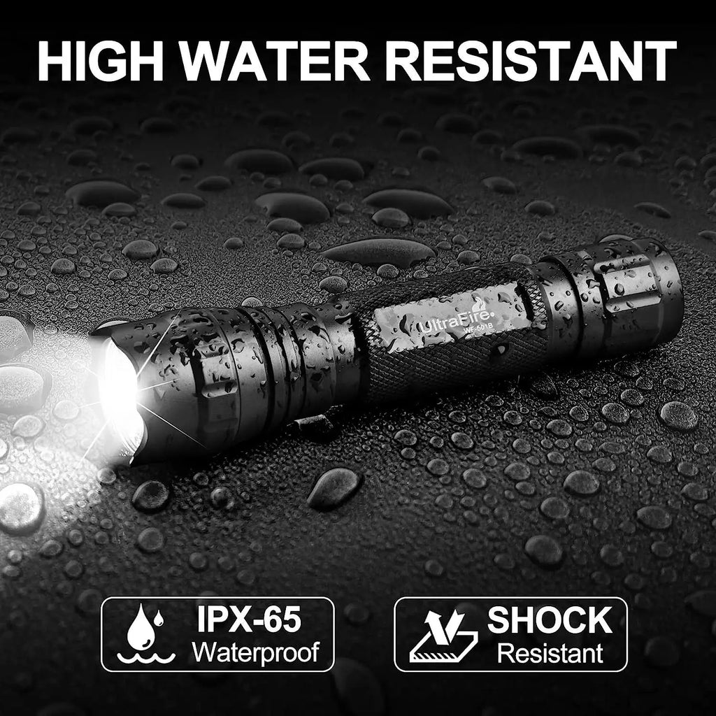 UltraFire WF-501B LED Tactical Police Flashlight 1200LM Military Torch with Duty Belt Holster Rechargeable Battery and Charger