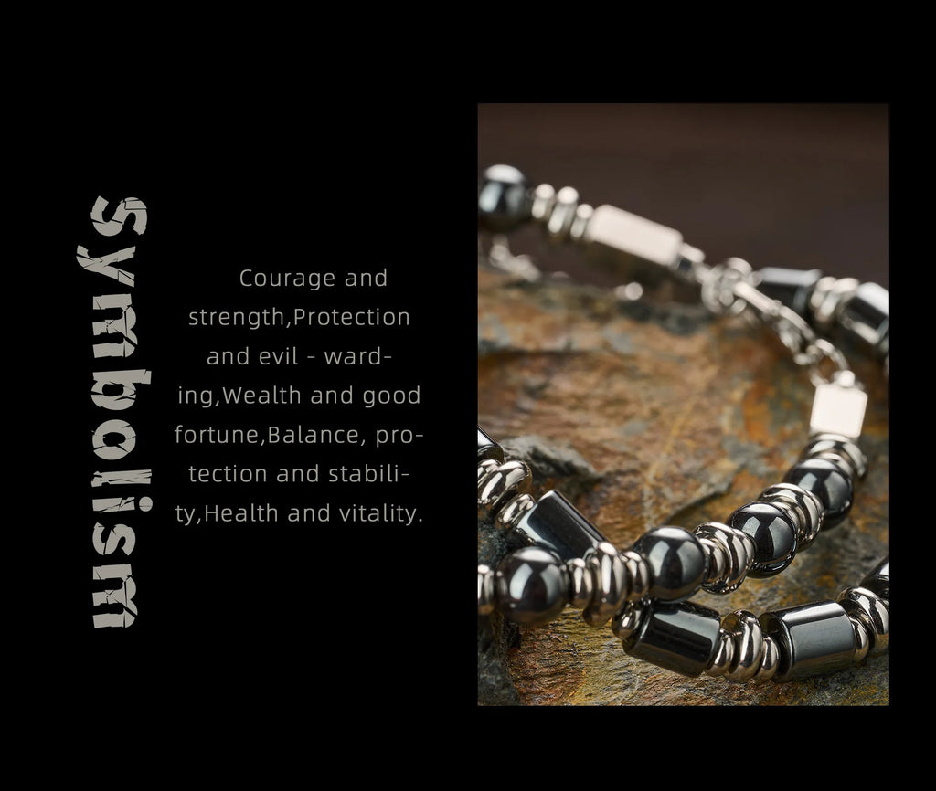 Men's Hematite Bracelet: Retro Chic, Minimalist Design, Cuban Chain Link, Niche Luxury Accessory.