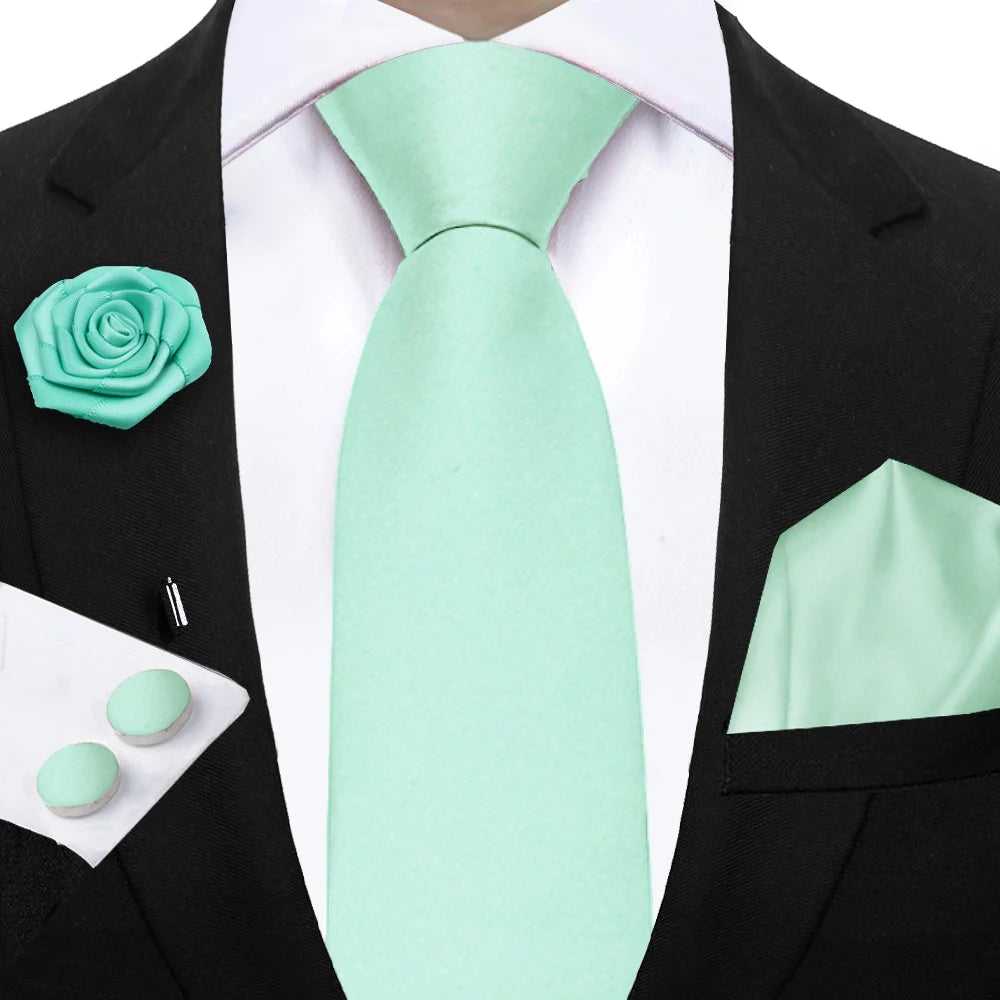 Women & Men Ties Solid NeckTie Pocket Square Brooch Set Men's Wedding Pink Blue Purple Tie Suit Accessories Fit Group Holiday Party