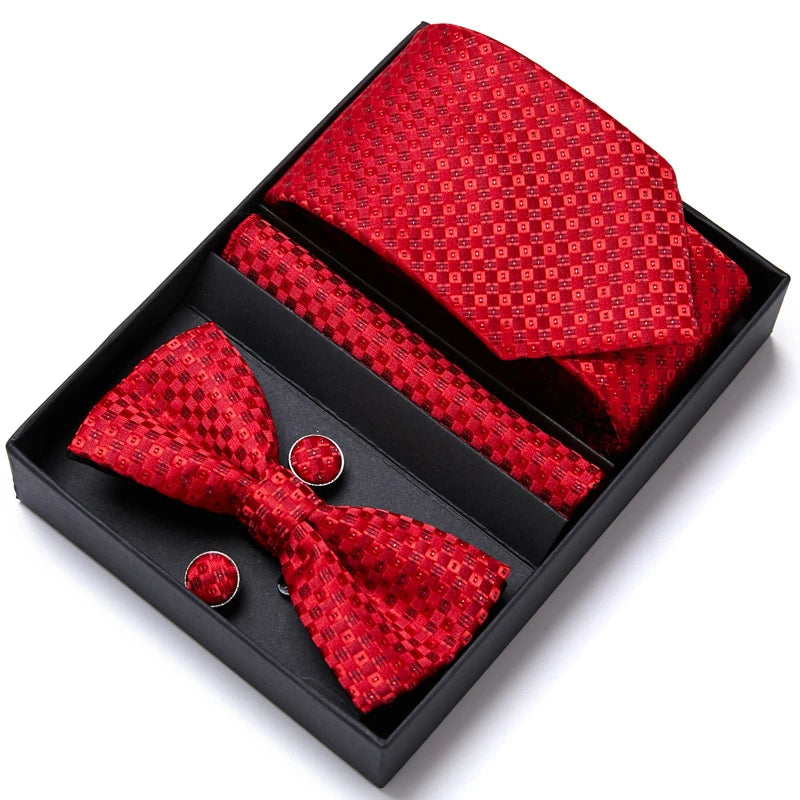 Tie For Men Formal Dress Tuxedo NeckTie Handkerchief Bow Tie Set PlaisyParty Groom Wedding Butterfly Bowtie In Box