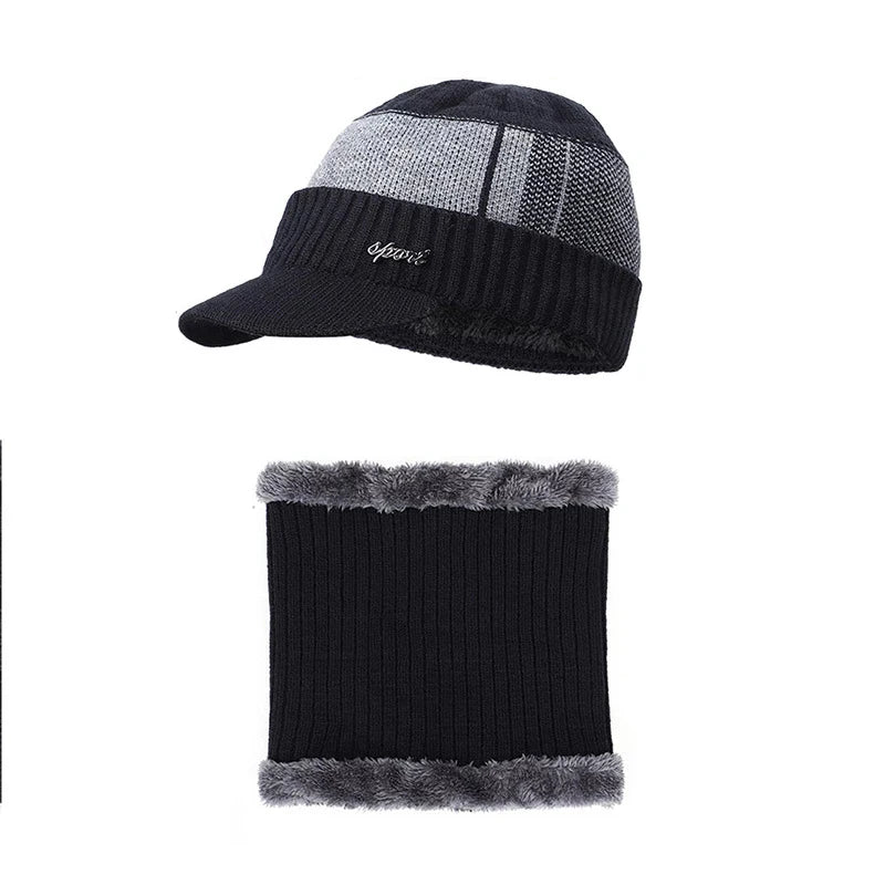 NEW style Skullies Beanies Hat Adult Women Men Winter Crochet Knited Hat Plus Velvet Warm Baseball Cap Visor High Quality