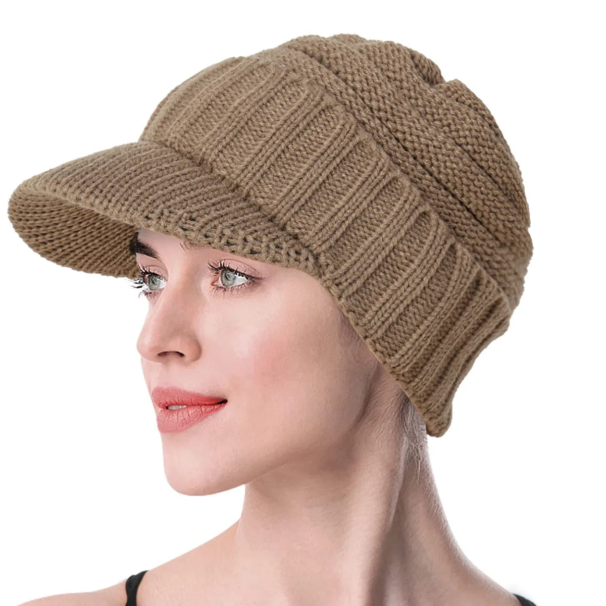 Outdoor Winter Men Women Knitted Hat Cold Protection Wide Brim Hat Thickened Wool Hat Beanies Bonnet Keep Warm Headwear