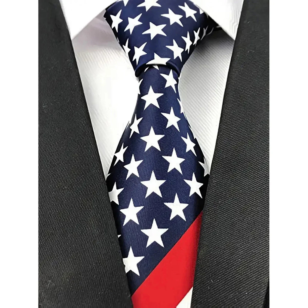 8cm Classic American Flag Striped Neckties Unisex Adult Simulated Silk Polyester Ties For Men Party Club Performance Suit Cravat