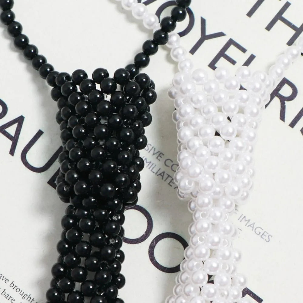 Fashion Elegant Shirt Tie Weaving Beaded Collar Women Necktie Night Club Female Neckwear