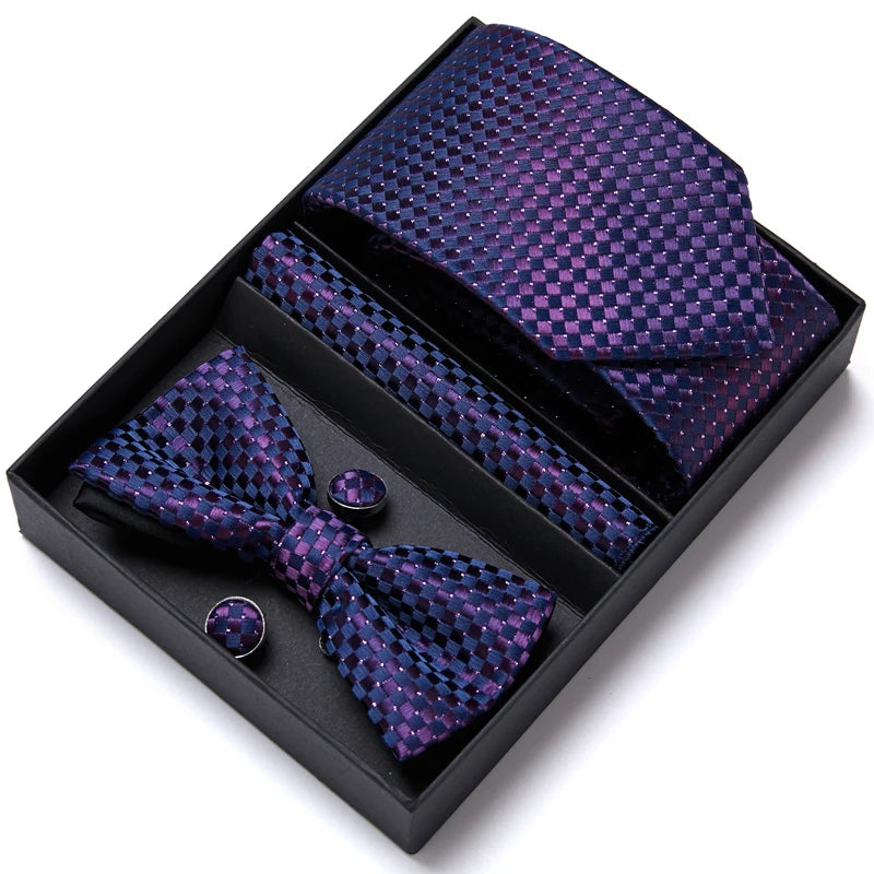 Tie For Men Formal Dress Tuxedo NeckTie Handkerchief Bow Tie Set PlaisyParty Groom Wedding Butterfly Bowtie In Box