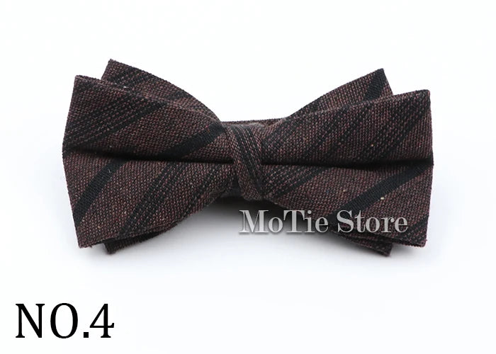 Cotton Double Layer Bowtie For Men Casual Bow Tie Adult Bow Ties Cravats Male Plaid Bow knot For Party Wedding Striped Butterfly