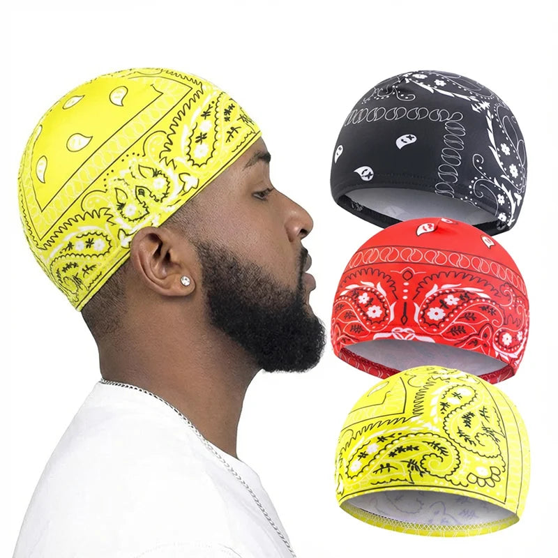 3PCS/LOT New paisley Wave Caps Thick Silky Breathable Dome Elastic Mesh Wig Cap Men Outdoor Wave Caps