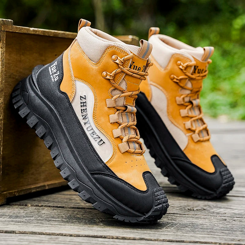 Men's Western Boots, with Thick, Wear-Resistant Soles and Comfortable Lining, Suitable for Outdoor Activities, Camping, Hiking, and Other Outfits