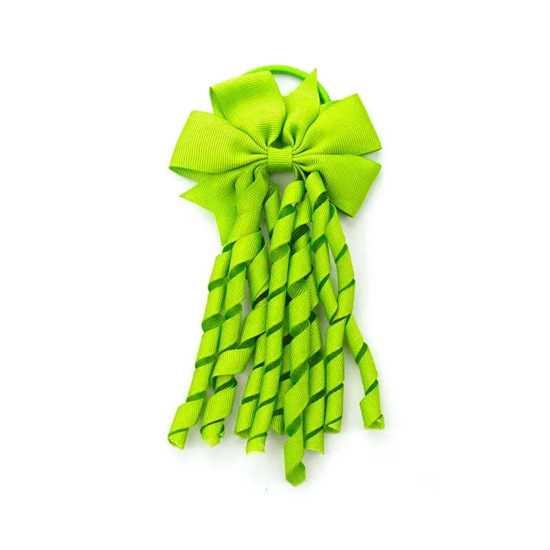 European And American Children's Hair Accessories Cheerleading Stage Streamers Curling Tassel Swallowtail Bow Rubber Band Hair