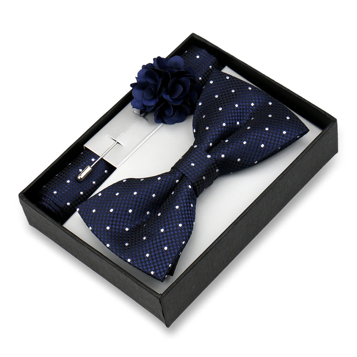 Classic High Quality Bow Tie Set Box Gift For Men Fashion Elegant Bowtie Handchief And Brooch Set Wedding Business Accessories