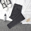 High Waist Slim Fit Jeans Women's Elastic Stretchy Nine Points Pants Spring Autumn Fashionable Casual Straight Leg Trousers