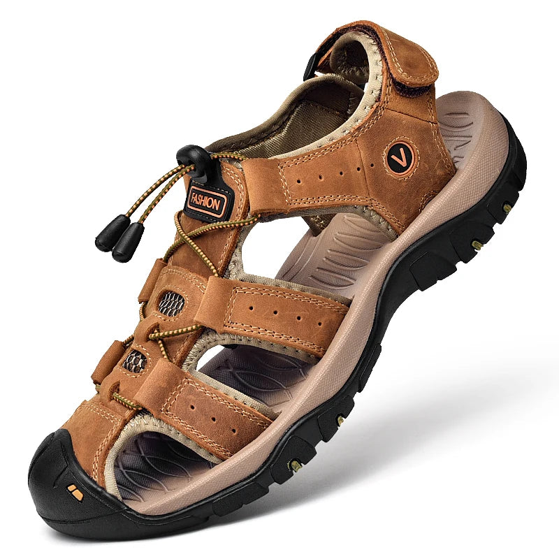 Summer Men Sandals Genuine Leather Men Casual Shoes Outdoor Men Leather Sandals for Men Beach Shoes Roman Men Shoes