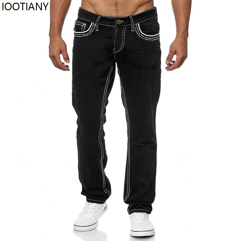 Straight Jeans Men Washed No Hole Jean Spring Summer Boyfriend Jeans Streetwear Loose Cacual Designer Long Denim Pants Trousers