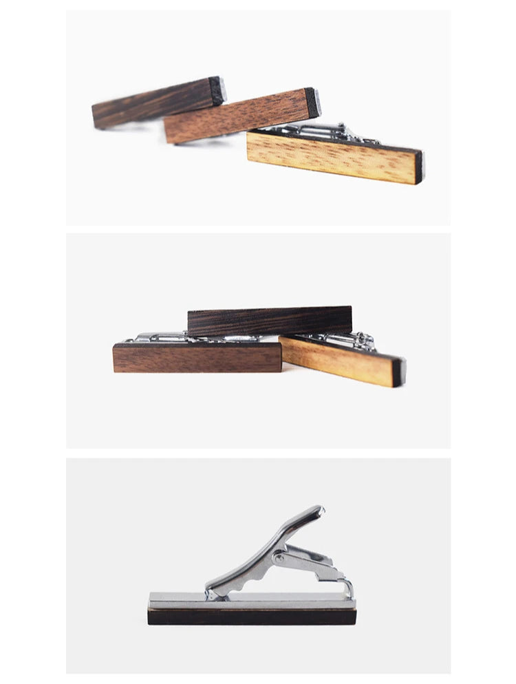 Fashionable Wooden Tie Clips 4cm Small Classy Anti-slip Clip Man's Suit Decorative Tie Clips