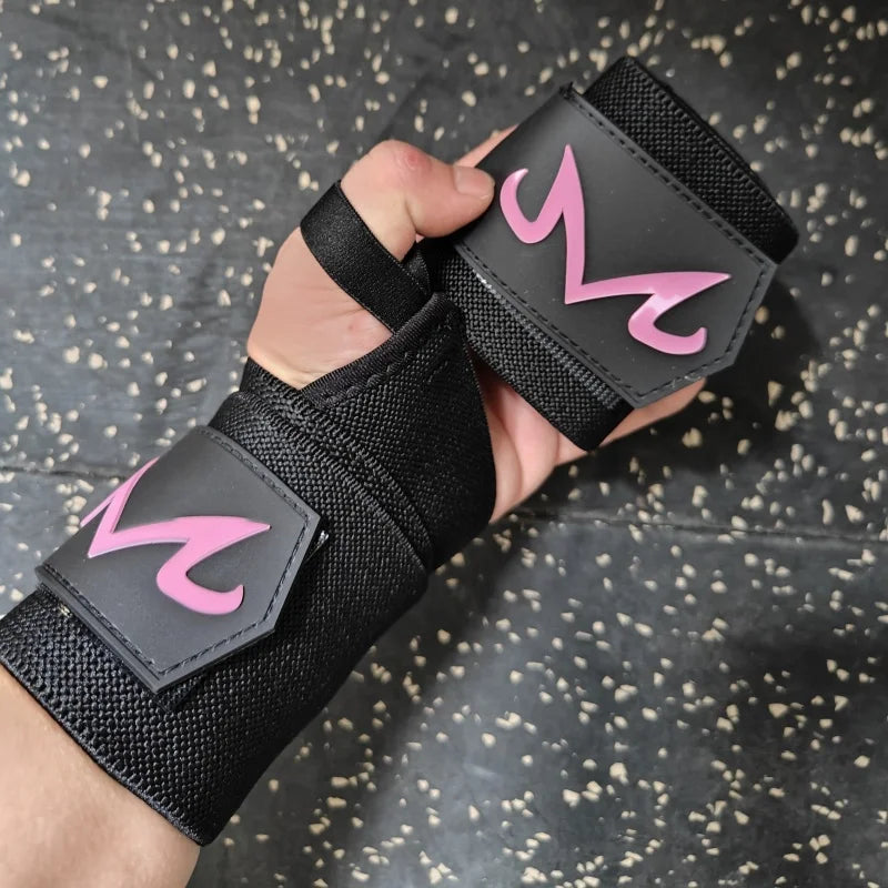 Cotton Weightlifting Wrist Wraps with 3D Silicone Logo Professional Gym Wrist Support  Wraps Fit Men & Women Strength Training