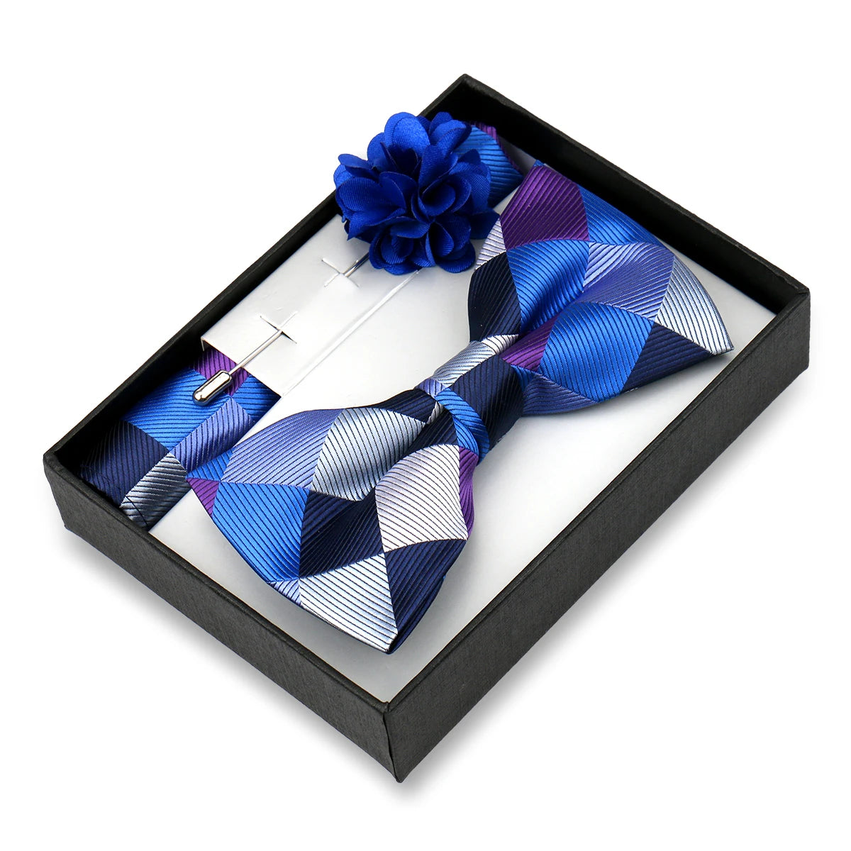 Classic High Quality Bow Tie Set Box Gift For Men Fashion Elegant Bowtie Handchief And Brooch Set Wedding Business Accessories