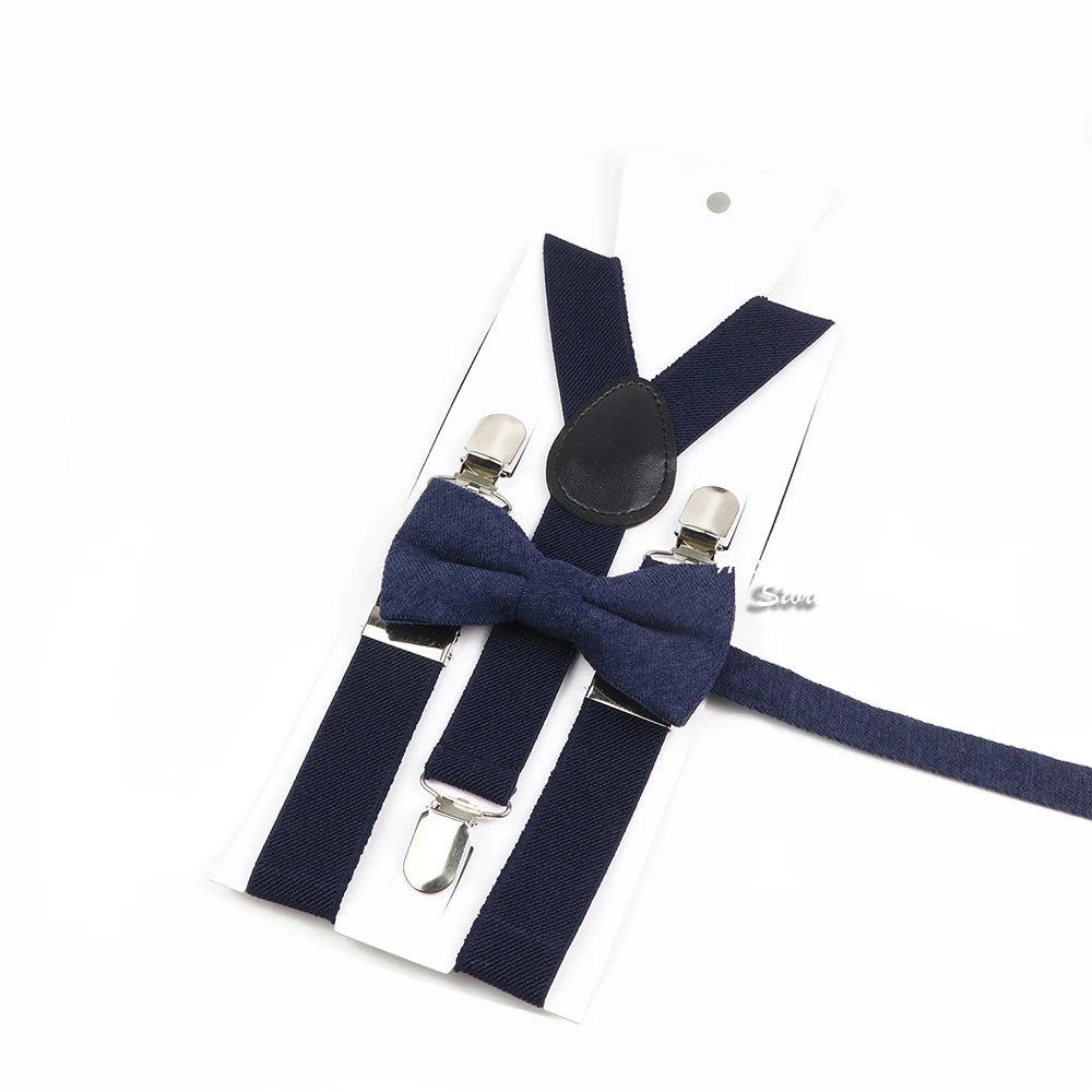Hot Sale Suspender Bowtie Set For Men Boys Skyle Blue Royal Blue Navy Blue Elastic Adjustable Y-Back Braces Straps Accessory