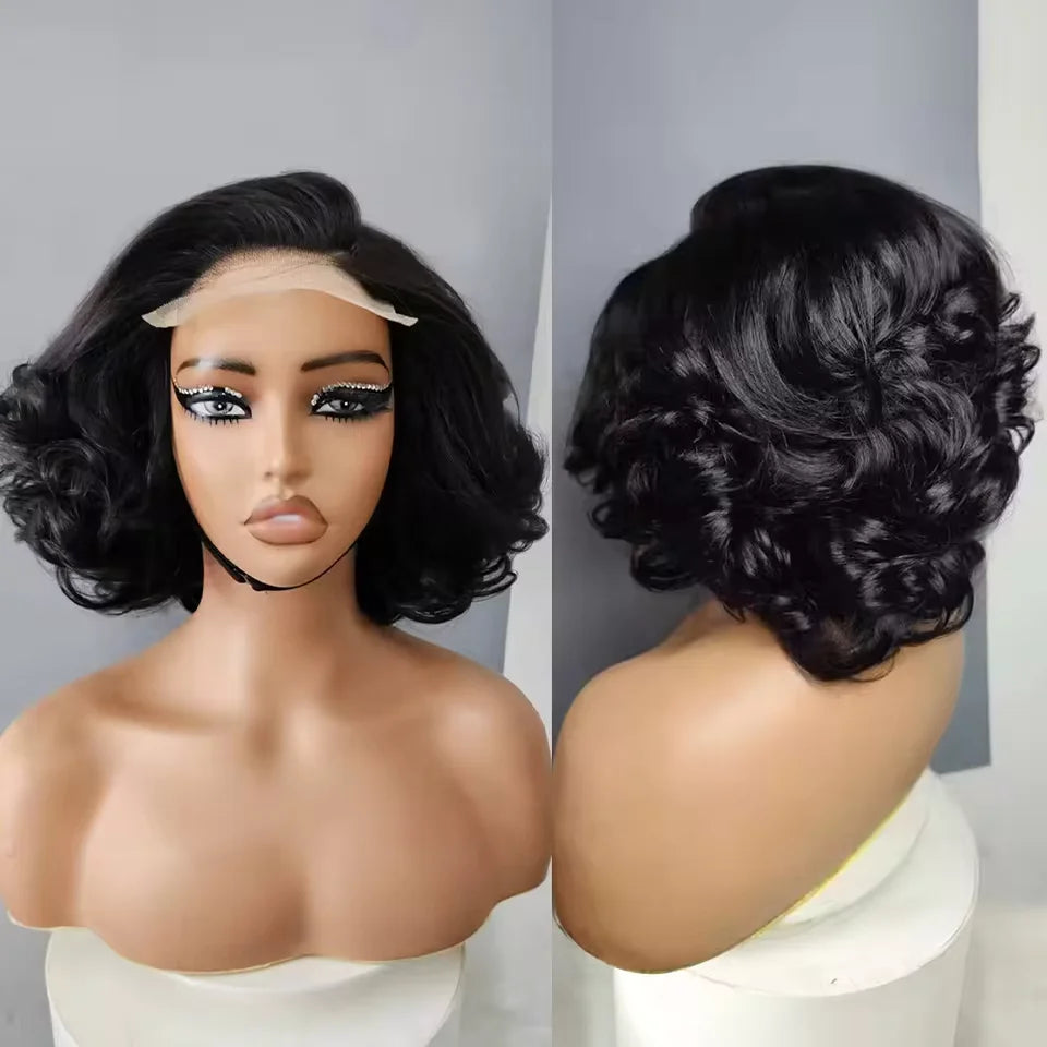 Egg Curly Bob Human Hair Wig Super High Density Wig HD Transparent 4x4 Lace Closure Wig Brazilian Wigs For Black Women Wigs BPHW