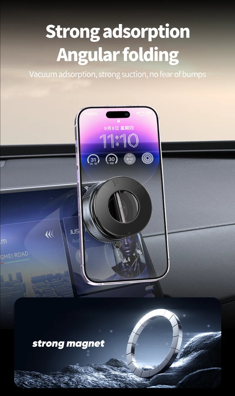 Universal Strong Magnetic Phone Holder 360° Adjustable Foldable Design Vacuum Car Mount For Cell Phone For iphone Live Streaming