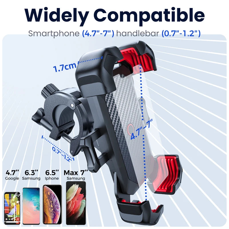 Joyroom Universal Bike Phone Holder 360° View Bicycle Phone Holder for 4.7-7 inch Mobile Phone Stand Shockproof Bracket GPS Clip