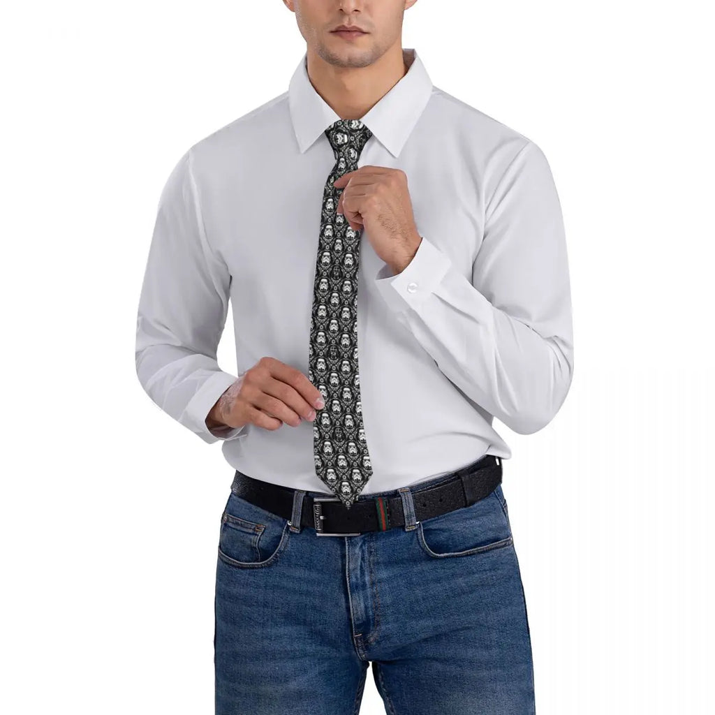 Custom M-Mandalorianed Necktie Men Printed Necktie Space Television Four Seasons Fashion Tie Necktie For Father's Day