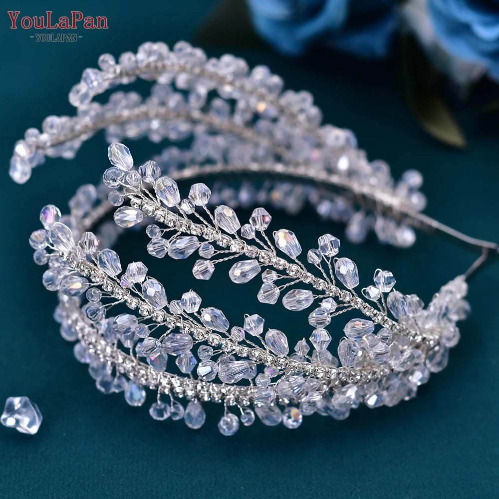 YouLaPan HP496 Rhinestone Bridal Headband Luxury Bridal Hair Accessories Woman Headpiece Wedding Hair Accessories Bride Tiara