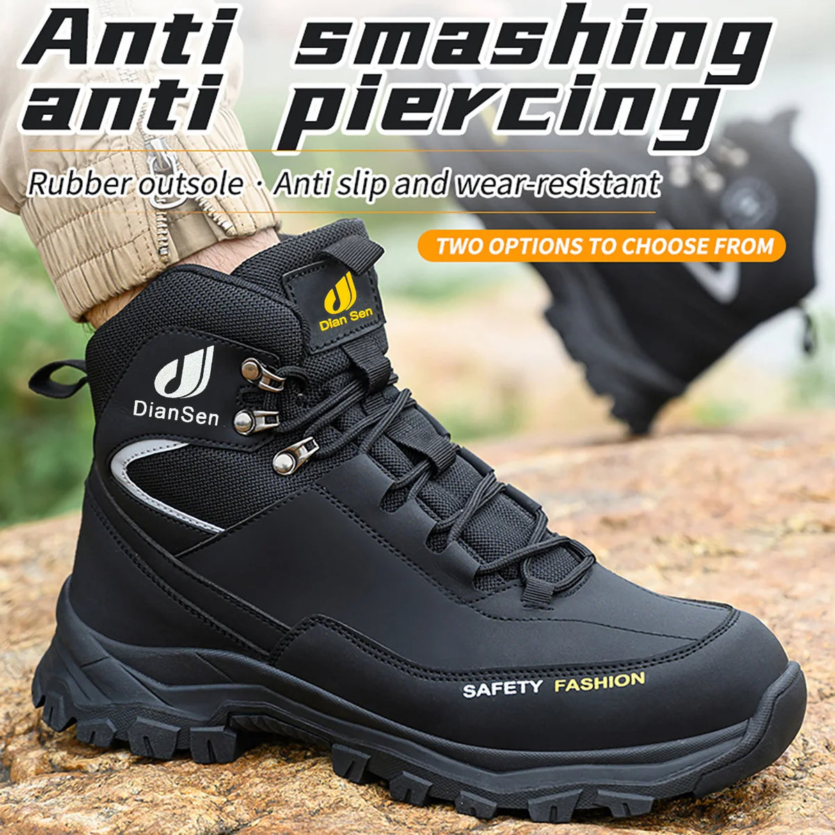 Mens Safety Shoes With Steel Toe Waterproof Boots Puncture Proof Anti-smash Mens Outdoor Work Sneakers Construction Work Shoes